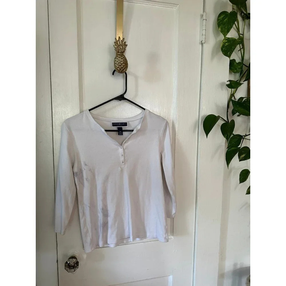 Karen Scott Petite Medium White Blouse